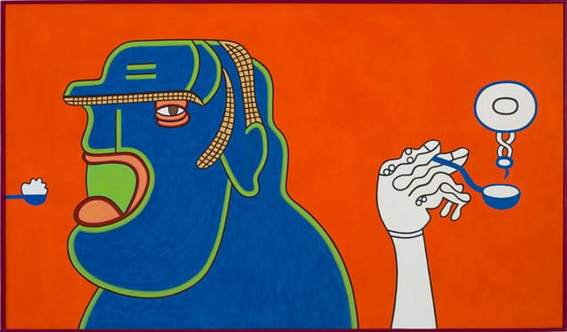 Karl Wirsum, "Hollow Swallow" (2010), acrylic on canvas (with painted wood frame), 20.5 x 35.5 in (via derekeller.com)