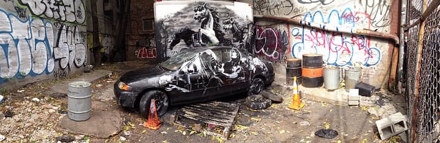 The new Banksy on Ludlow Street (photo by the author for Hyperallergic)(click to enlarge)