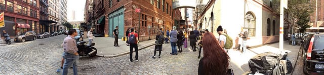 The scene around the Tribeca Banksy. (click to enlarge)