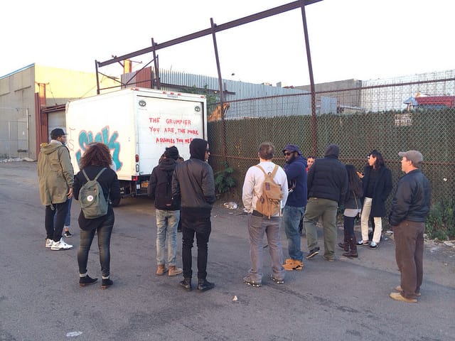 The crowd around the truck at roughly 5:30pm EST on Saturday, October 26, 2013,
