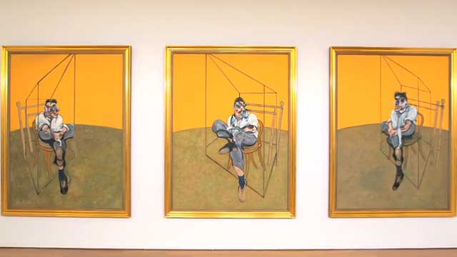 Francis Bacon, “Three Studies of Lucien Freud” (1969) (screenshot via christies.com)