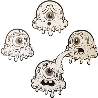 A detail of Buff Monster's contribution to "Outside the Line"