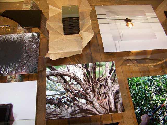 Peter Happel Christian, "Infinite Field" (2012–13), mixed media; "Pushing Back" (2013), unique photocopy