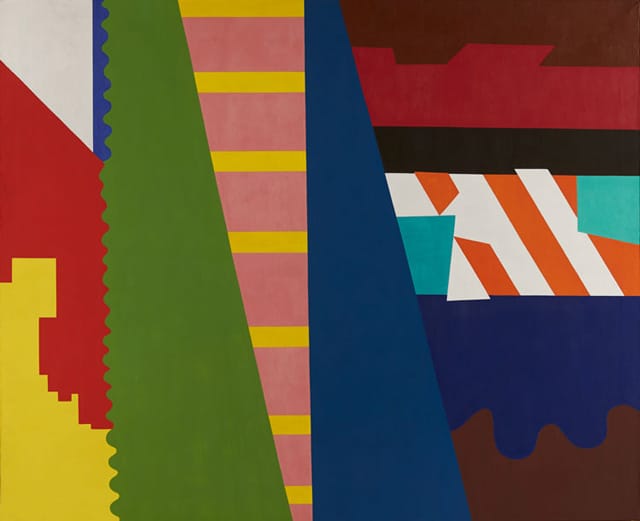 Shirley Jaffe, "The First Diagonal" (1973), oil on canvas (72.5 x 88.5in) (184.15 x 224.79cm) (All images courtesy Tibor de Nagy Gallery)
