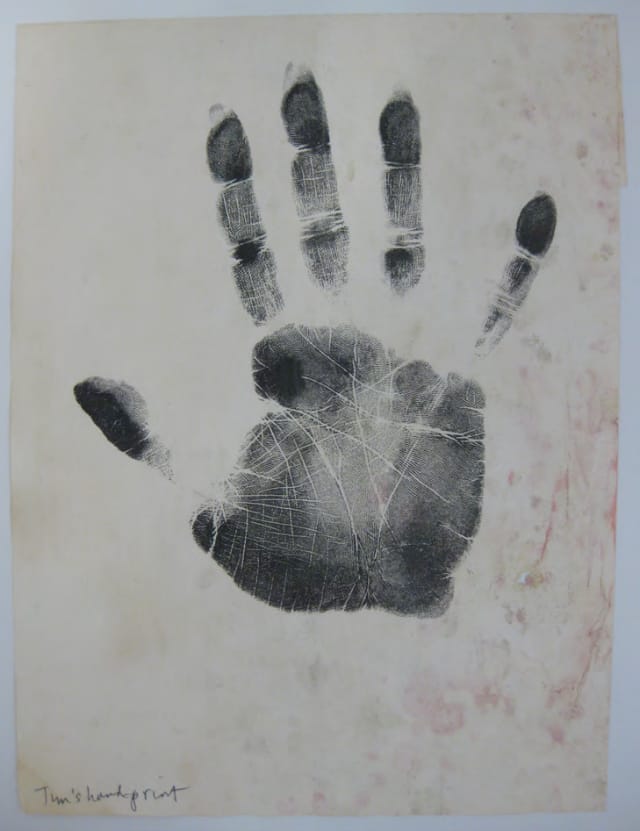 Photos Courtesy of The New York Public Library, Manuscripts & Archives Division: Timothy Leary's Hand Print. 