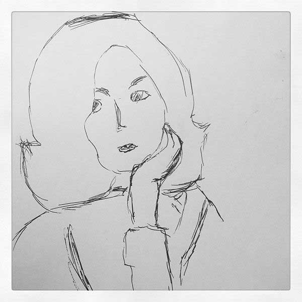 Pen-and-ink drawing of Louise Gluck, by Wikipedia user Wilfredstump (via Wikipedia)