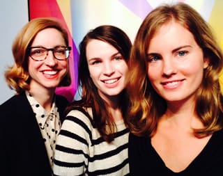 A very artful selfie by (left to right) Megan Newcome of Phillips, Annie Werner of Tumblr, and curator Lindsay Howard. (photo for Hyperallergic)