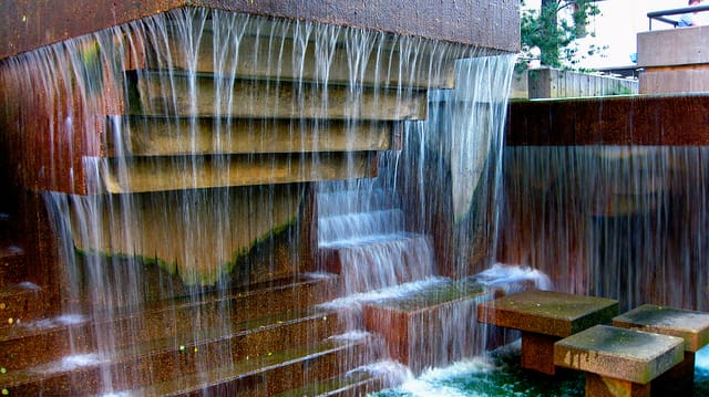Waterfall in Peavey Plaza in Minneapolis (photograph by Kenneth Hagemeyer/Flickr user)
