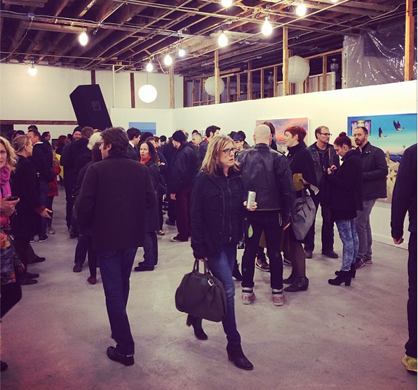 A view of the Beat Nite crowd at Storefront Ten Eyck. (photo by Hrag Vartanian for Hyperallergic)