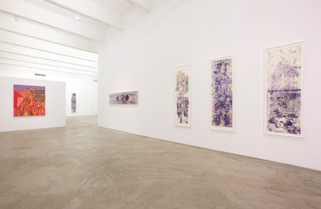 An installation shot of Steve Roden's "ragpickers" at CRG Gallery.