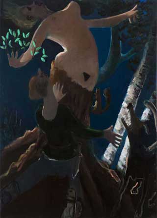Kyle Staver, "Daphne" (2013), oil on canvas, 70 x 50 in (click to enlarge)