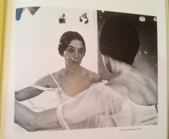 Photo of Eleanor Antin’s printed photograph “The Two Eleanors” (1973) in “Multiple Occupancy” catalogue, published by Wallach Art Gallery. (All photos by author for Hyperallergic)