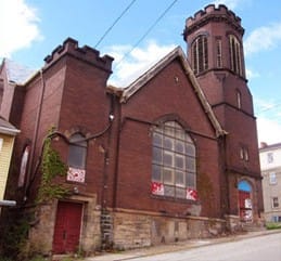The North Braddock church Swoon and others are hoping to revitalize with Braddock Tiles. (image via braddocktiles-org.myshopify.com)