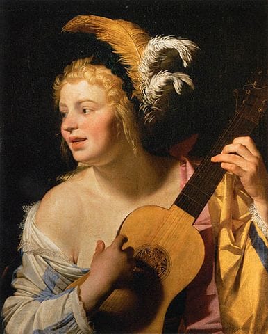 Gerard van Honthorst, "Woman Playing the Guitar" (1624) (via the Louvre)