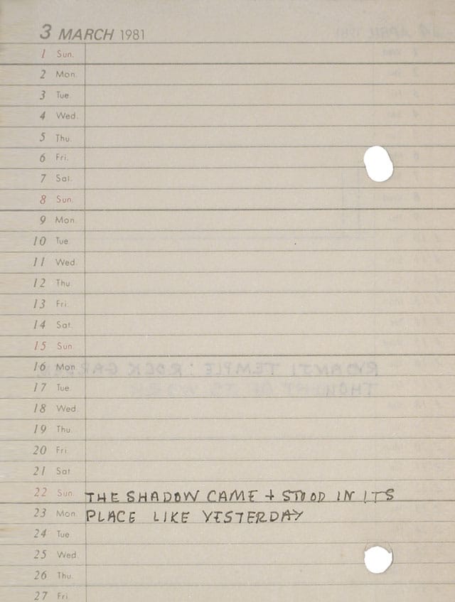 Mohamedi, ink on diary page, entry dated March 1981 (all images courtesy Talwar Gallery)