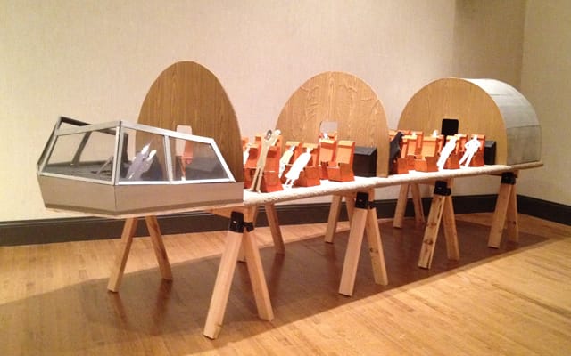 Installation shot of set used for “The Nurse and the Hijackers” (1977), by Eleanor Antin. (All photos by author for Hyperallergic)