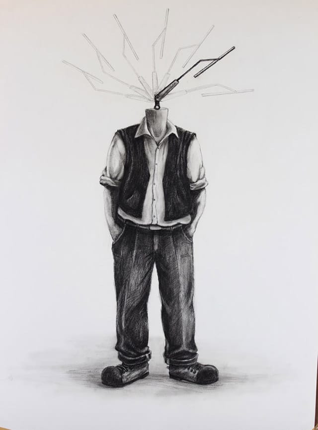 "Wide Angle" (2013), Charcoal on paper, 24 x 36