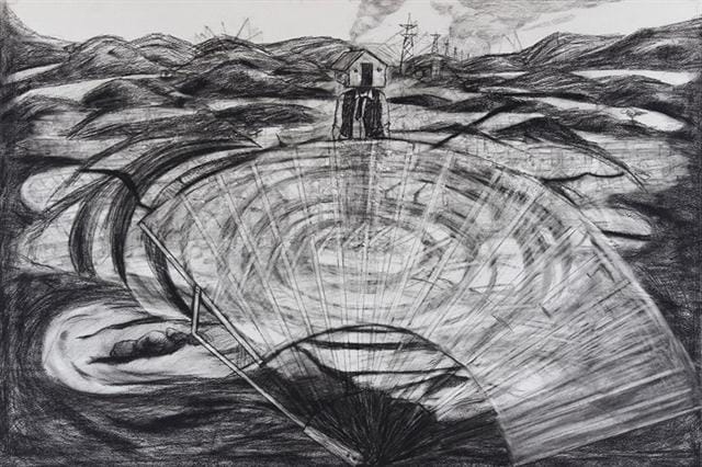 "Earthwork of Hadasti" (2013), Still from the stop motion video, 48  x 36in.