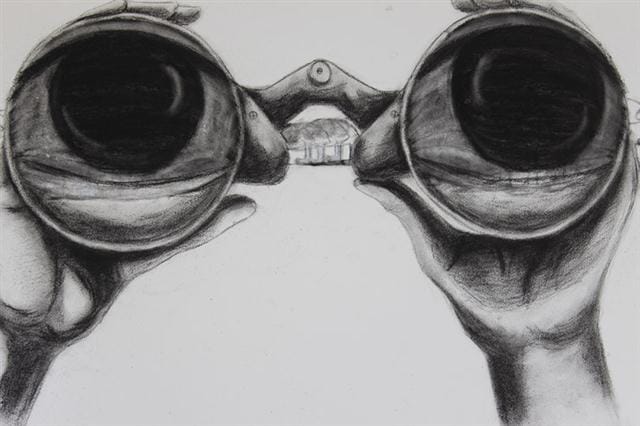 "Binoculars" (2013), Still from the stop motion video, 48  x 36