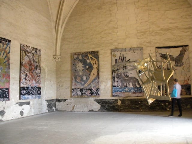 The room of Kiki Smith's tapestries at the Popes' Palace