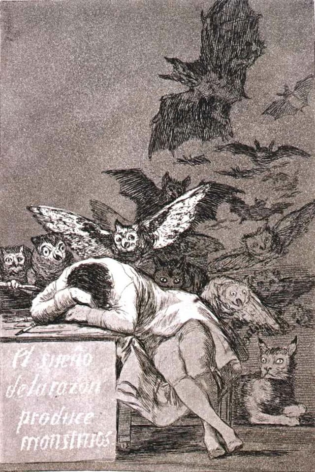 Francisco de Goya, "The Sleep of Reason Produces Monsters" (TK YEAR). Image via NicoholasSpyer.com