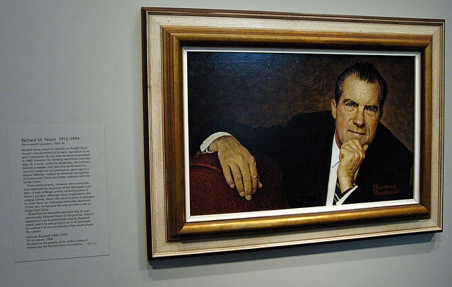 Norman Rockwell's portrait of US President Richard Nixon (1968) at the National Portrait Gallery's Presidents' gallery typifies the pristine image of Rockwell's America. (photo by Hrag Vartanian)