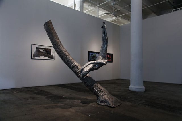 Installation view, "The World and Its Things in the Middle of Their Intimacy" at Fridman Gallery, with Robert Lobe's "Dryad" (2012) in the foreground (all images courtesy Fridman Gallery)