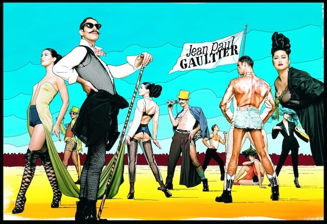 Ad campaign for Jean Paul Gaultier’s “Elegance Contest” and “Casanova at the Gym” women’s and men’s ready-to-wear spring-summer collections of 1992. Art direction and photography by Gaultier. © Jean Paul Gaultier