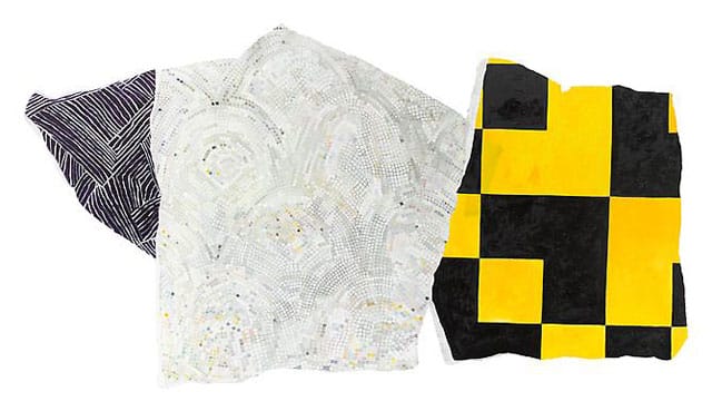 Hermine Ford, "Untitled (325-13)" (2013), oil paint on cotton muslin on shaped panel, 41 x 75 x 3/4 in (via outletbk.com)