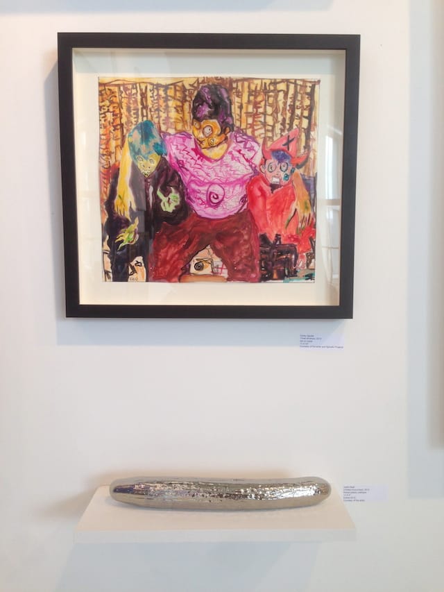 Works by Farley Aguilar (top) and Justin Beal (bottom) at Locust Projects