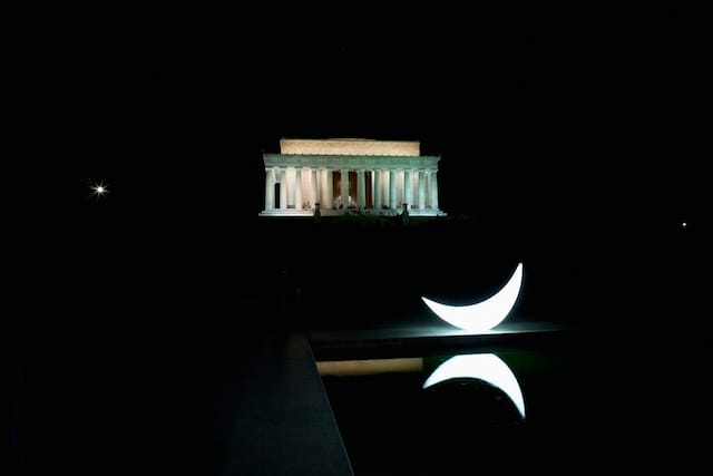 "Private Moon" at the Lincoln Memorial in Washington, DC