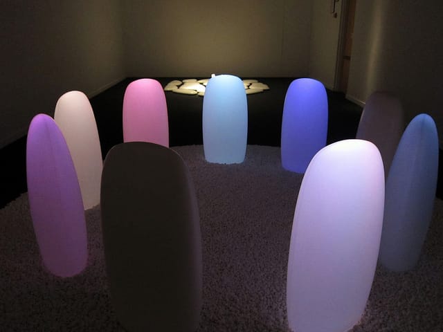 Mariko Mori, "Transcircle 1.1" (2004), stone, corian, LED, real-time control system