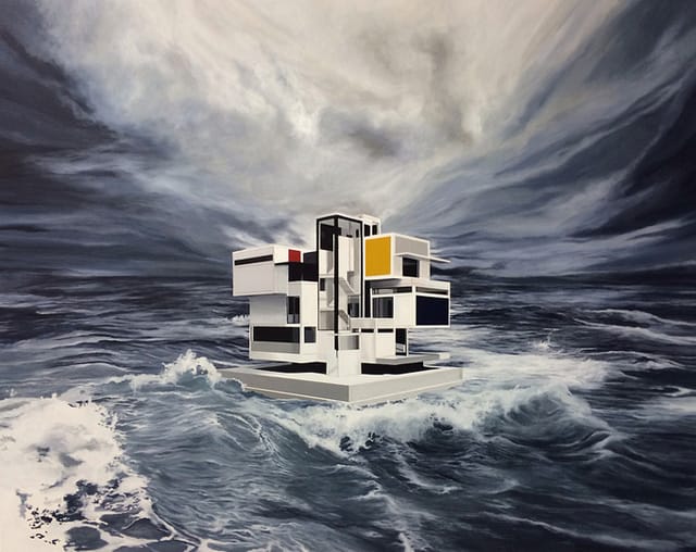 Detail of a work by Villalobos featureing van Doesburg's unbuilt house.