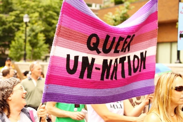 Allyson Mitchel, "Queer Un-Nation," (2012). Yarn and felt, 36 x 48 in. Work and image courtesy of the artist.