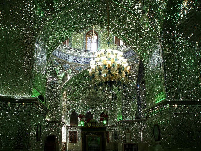 Inside the Shah Cheragh Mosque in Shiraz, Iran. (image via David Holt's Flickrstream)