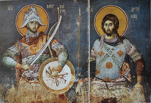 Mural at a Mount Athos, which you will only see if you are a man and one of the rare visitors allowed to the isolated monasteries (via Wikimedia)