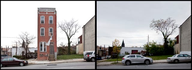A diptych of the vanishing of a Baltimore row house