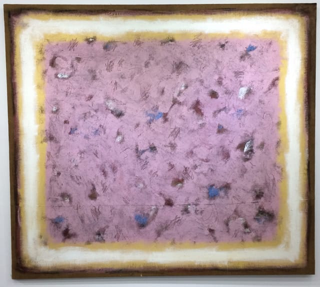 Emblema, "Untitled" (1965), tinted soil, carbon, ashes, on burlap, 67 x 70 3/4 in.