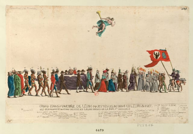 Satirical funeral procession for the Jacobins (1792) (via French Revolution Digital Archive)