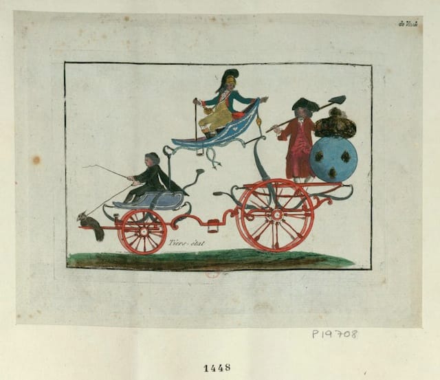 A caricature showing the three estates as part of a carriage (1789) (via French Revolution Digital Archive)