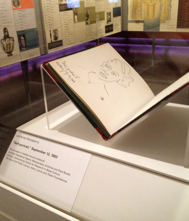 Installation shot of Twice Militant: Lorraine Hansberry’s Letters to “The Ladder” at the Brooklyn Museum. (All photos by author by Hyperallergic.)