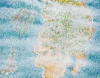 Yvonne Jacquette, “York Island, Off Isle Au Haut” (2013), oil on linen, 44 x 56 in (click to enlarge)