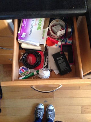 Jeanne Garbarino's junk drawer (via thejunkdrawerproject.com)