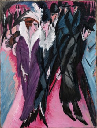 Ernst Ludwig Kirchner "Street, Berlin" (1913) ,oil on canvas, 47 1/2 x 35 7/8" (The Museum of Modern Art) (© 2008 Ingeborg and Dr. Wolfgang Henze-Ketterer, Wichtrach/Bern) (via moma.org)