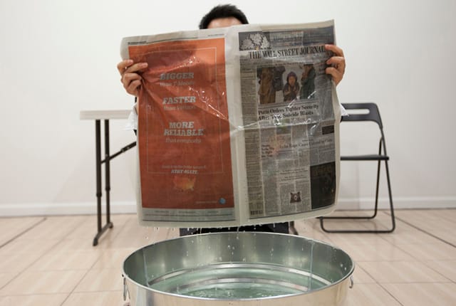 Miao Jiaxin, "No Return" (December 31st, 2013) at OUTLET Fine Art (Photo by Yijun Liao and Takahiro Morooka)