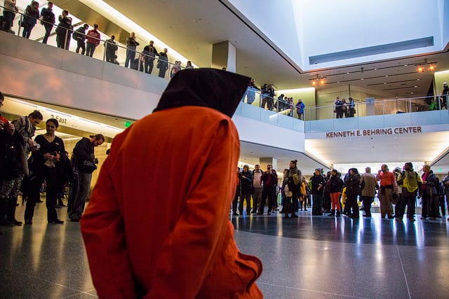 Protesters from Witness Against Torture occupied the lobby of the National Museum of American History this weekend. (© Witness Against Torture, via Flickr, used with permission)