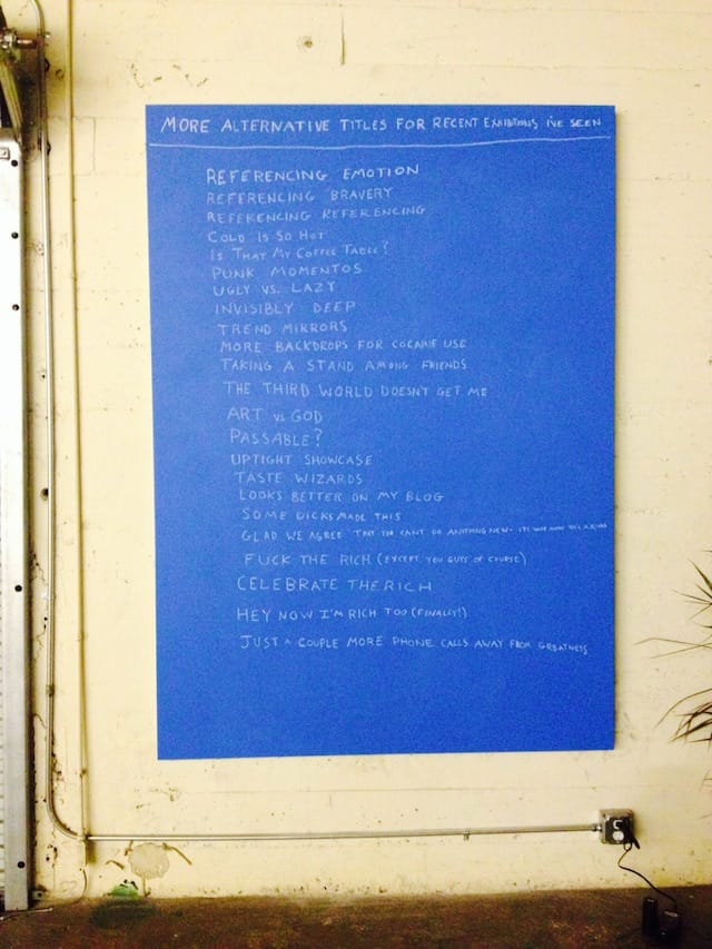 Scott Reeder, "More Alternative Titles for Recent Exhibitions I've Seen" 2014