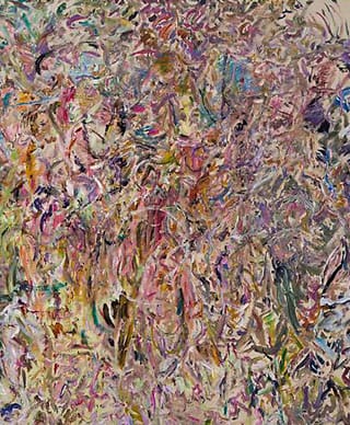Larry Poons, "Stolen Blues" (2013), acrylic on canvas, 64 5/8 x 54 1/8 in