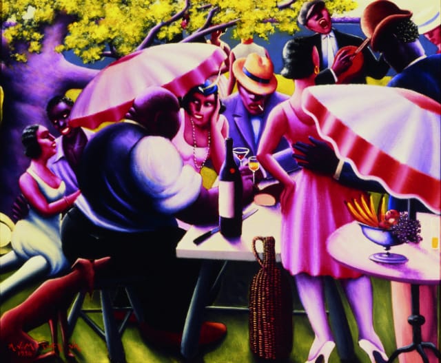 Archibald J. Motley Jr., The Picnic, 1936. Oil on canvas, 30 x 36 inches (76.2 x 91.4 cm). Collection of the Howard University Gallery of Art, Washington, DC. © Valerie Gerrard Browne.