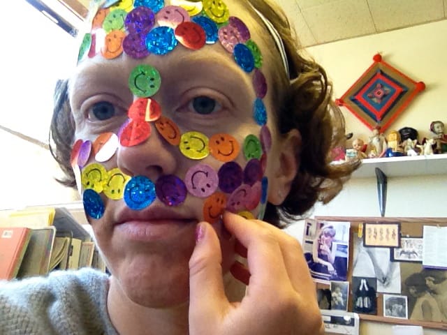 Ellen Greene sticker selfie with daughter Ruby